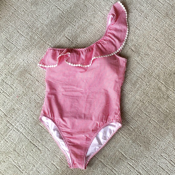 J. Crew Swim Nwt J Crew Seersucker One Shoulder Swimsuit Poshmark